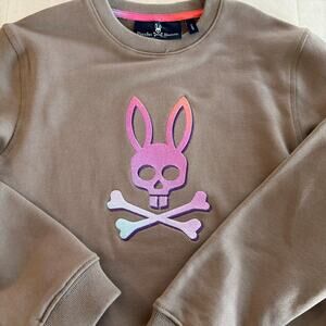 Psycho Bunny Kids Bloomington Ombre Embroidered Crew Sweatshirt in Antique Taupe